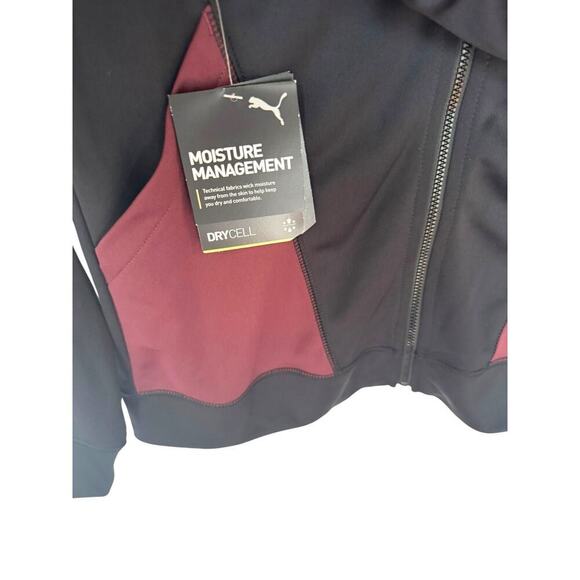 PUMA DryCell Training Jacket XS – Black & Burgundy, Moisture-Wicking, Full-Zip - Picture 3 of 7